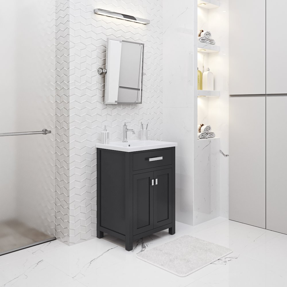 Myra 24 In. Integrated Ceramic Sink Top Bath Vanity in Espresso. Picture 3