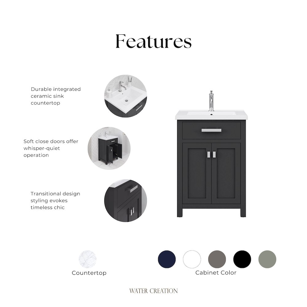 Myra 24 In. Integrated Ceramic Sink Top Bath Vanity in Espresso. Picture 9