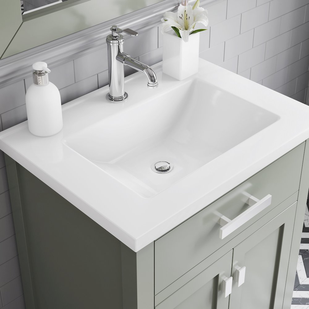 Myra 24 In. Integrated Ceramic Sink Top Bath Vanity in Glacial Green. Picture 7