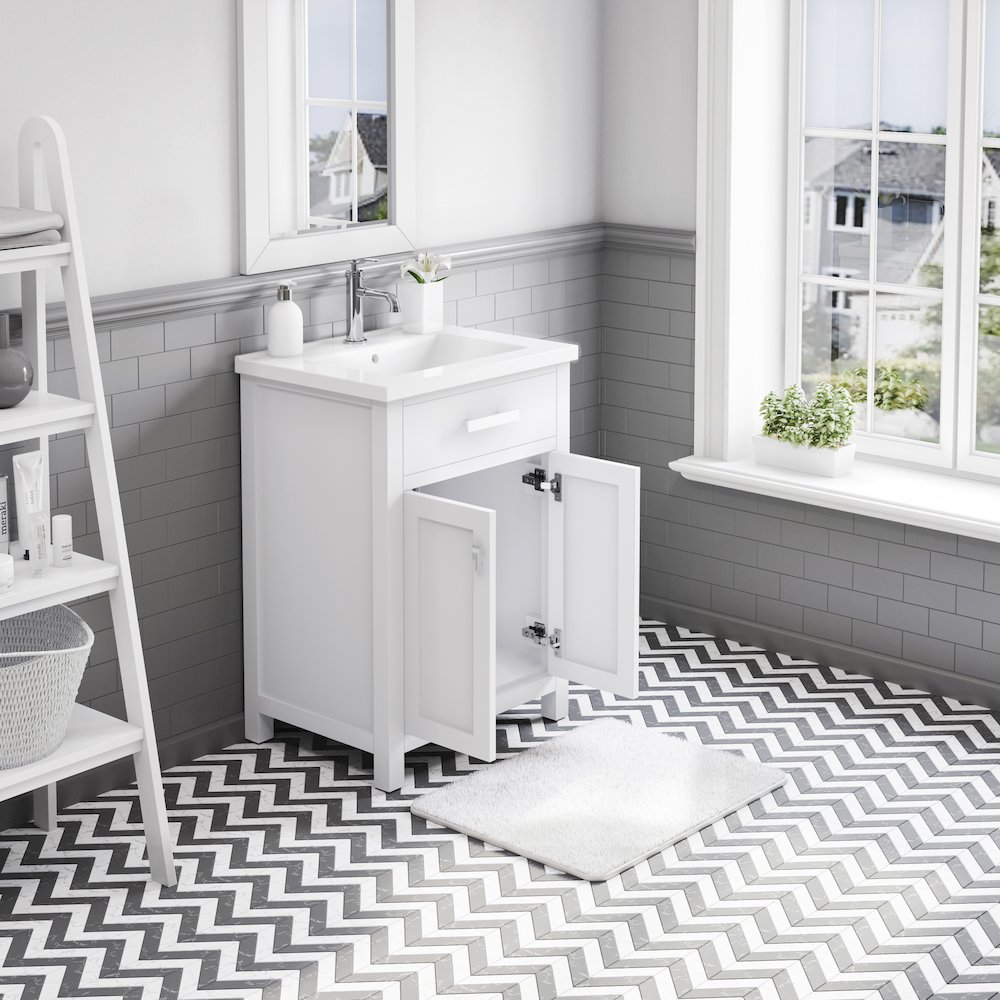 Myra 24 In. Integrated Ceramic Sink Top Bath Vanity in Pure White. Picture 4