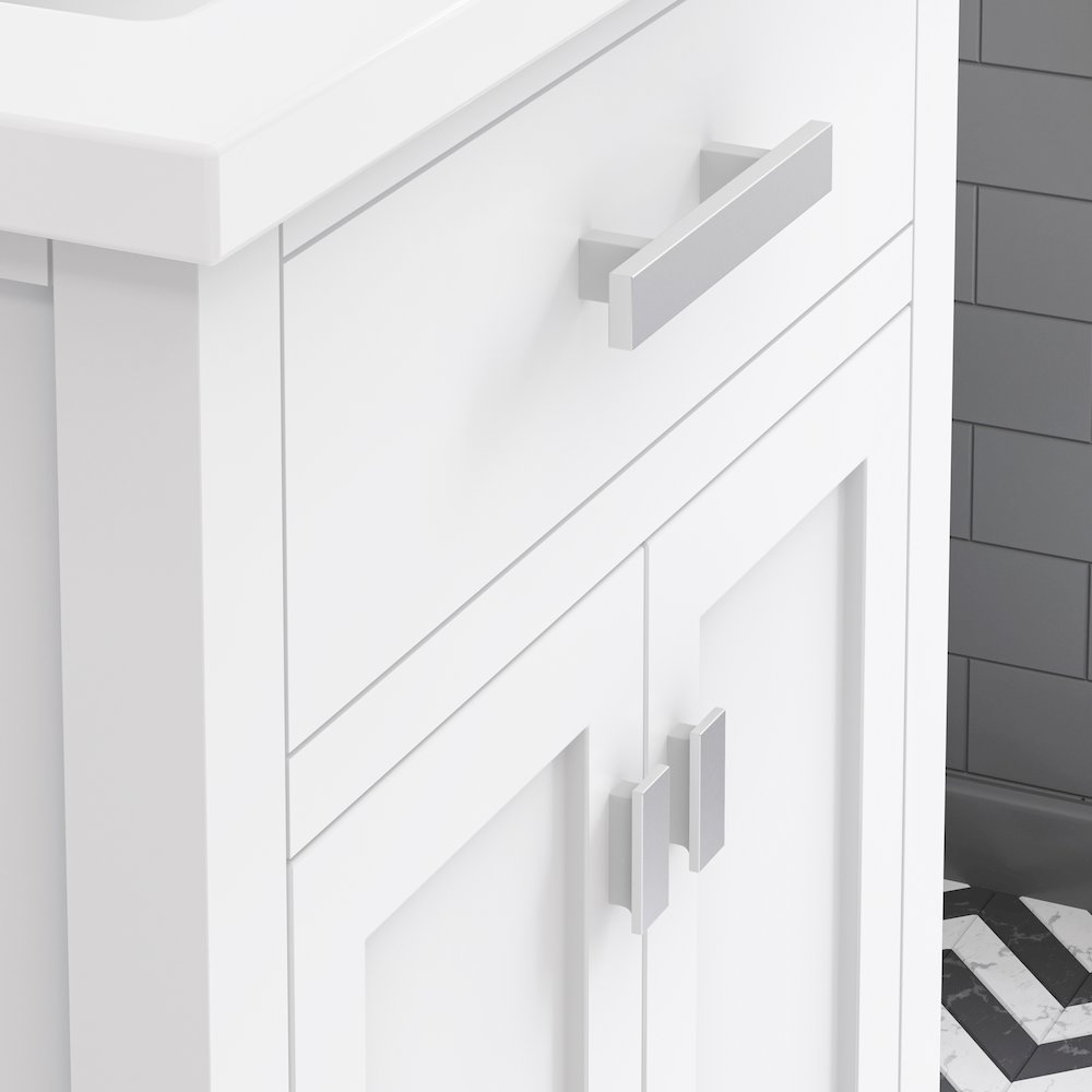 Myra 24 In. Integrated Ceramic Sink Top Bath Vanity in Pure White. Picture 5
