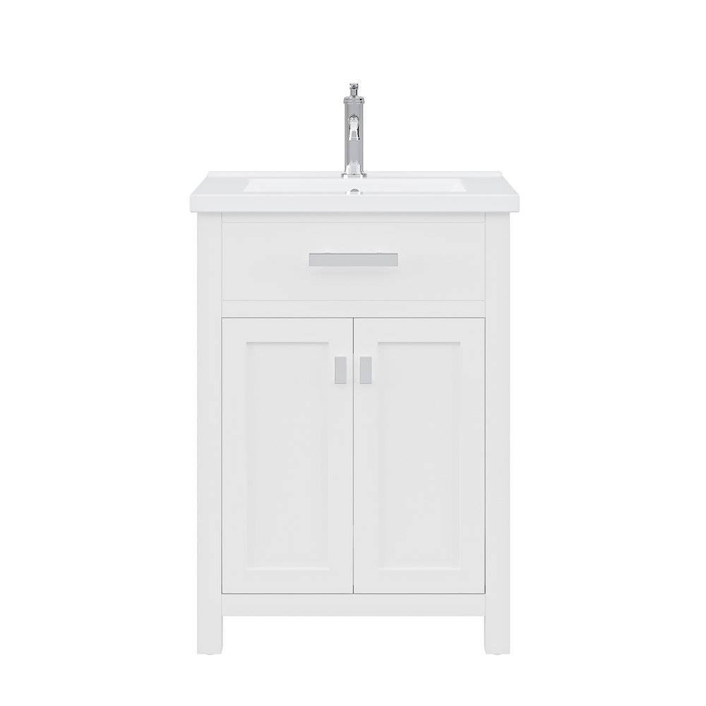 Myra 24 In. Integrated Ceramic Sink Top Bath Vanity in Pure White. Picture 1