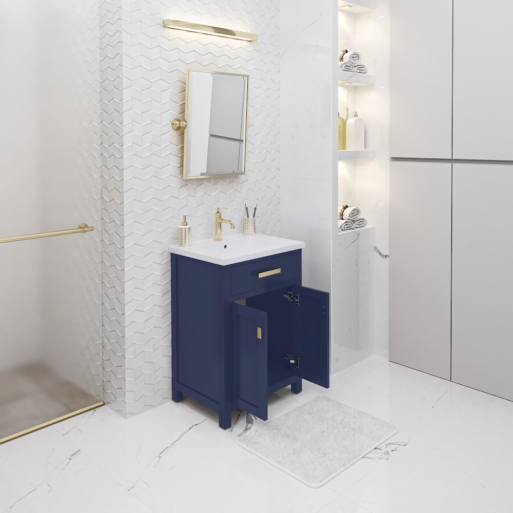 Myra 24 In. Integrated Ceramic Sink Top Bath Vanity in Monarch Blue. Picture 4