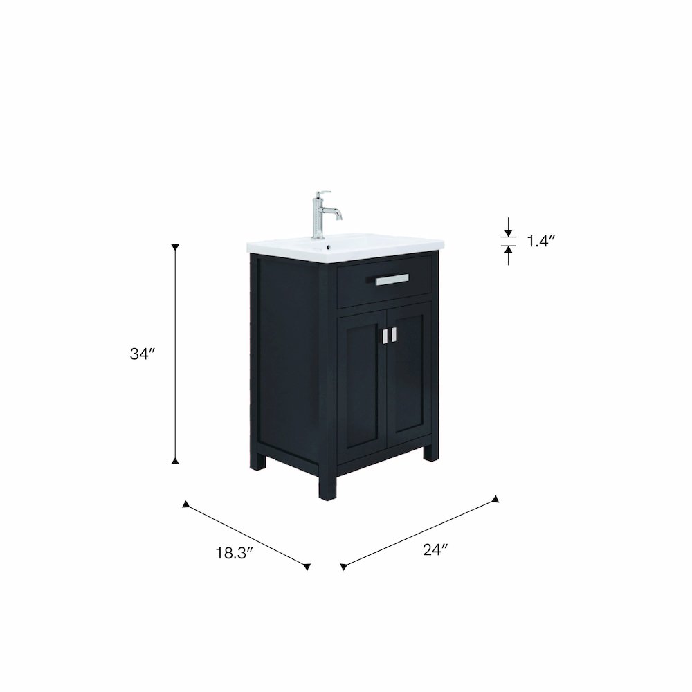 Myra 24 In. Integrated Ceramic Sink Top Bath Vanity in Espresso. Picture 8