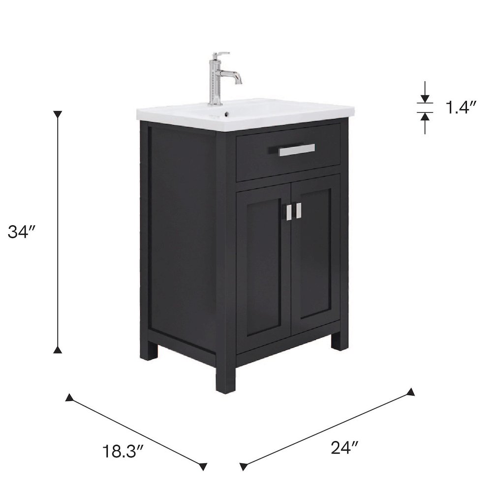 Myra 24 In. Integrated Ceramic Sink Top Bath Vanity in Espresso. Picture 12