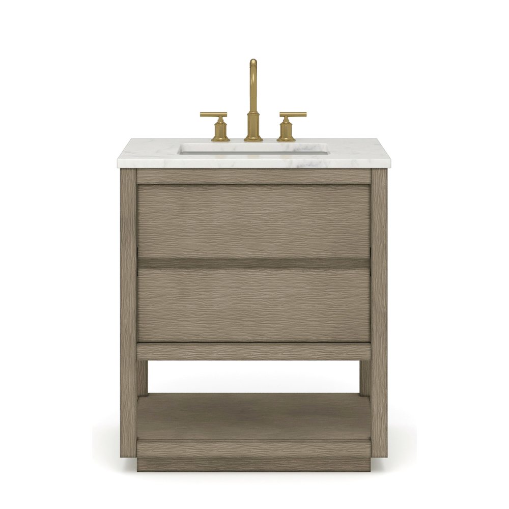 Oakman 30 In. Single Sink Carrara White Marble Countertop Bath Vanity. Picture 1