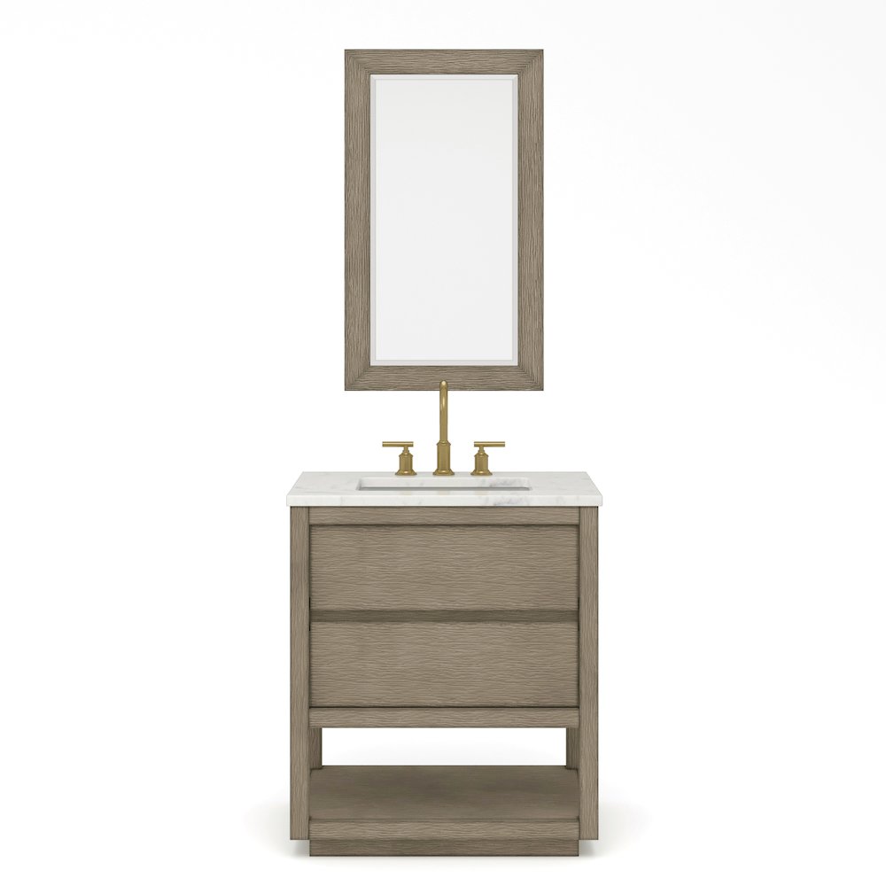 Oakman 30 In. Single Sink Carrara White Marble Countertop Bath Vanity. Picture 1