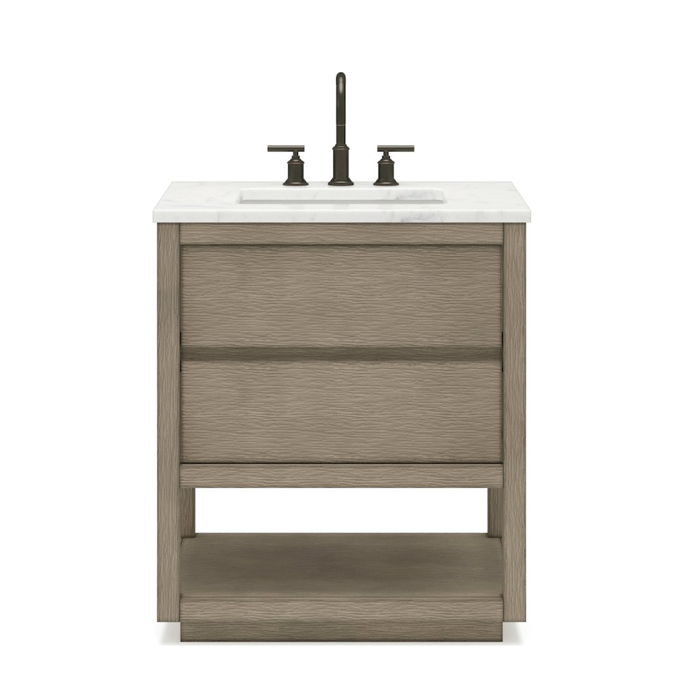 Oakman 30 In. Single Sink Carrara White Marble Countertop Bath Vanity. Picture 1