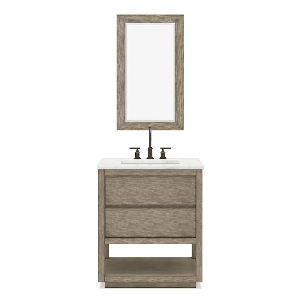 Oakman 30 In. Single Sink Carrara White Marble Countertop Bath Vanity. Picture 1