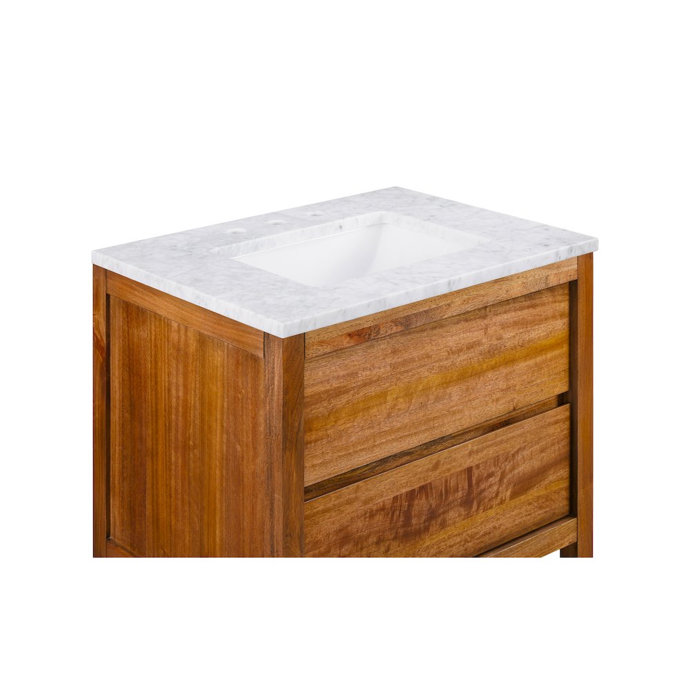 Oakman 30 In. Single Sink Carrara White Marble Countertop Bath Vanity. Picture 8