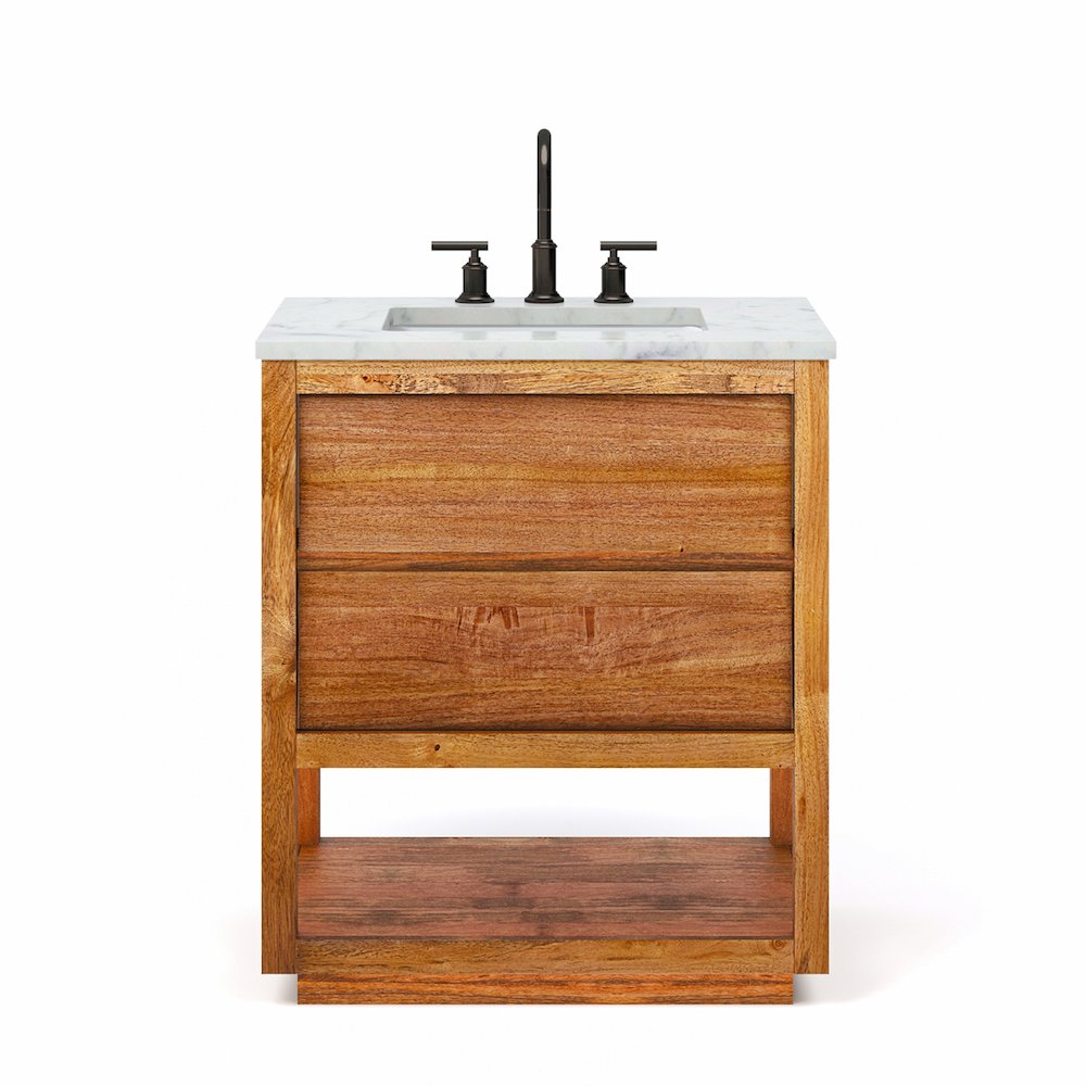 Oakman 30 In. Single Sink Carrara White Marble Countertop Bath Vanity. Picture 1