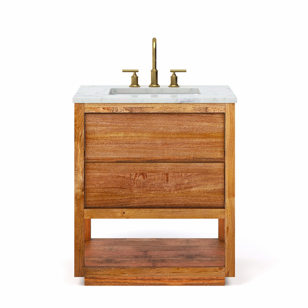 Oakman 30 In. Single Sink Carrara White Marble Countertop Bath Vanity. Picture 1