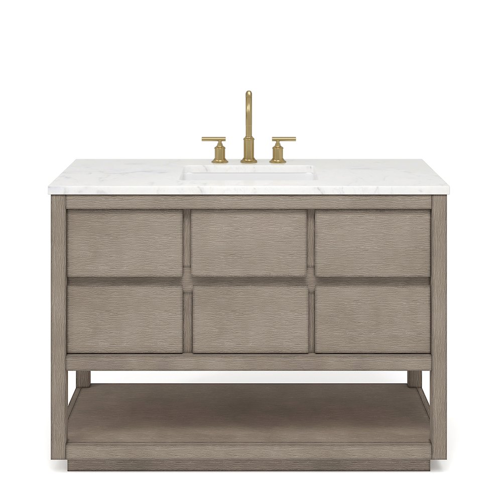 Oakman 48 In. Single Sink Carrara White Marble Countertop Bath Vanity. Picture 1