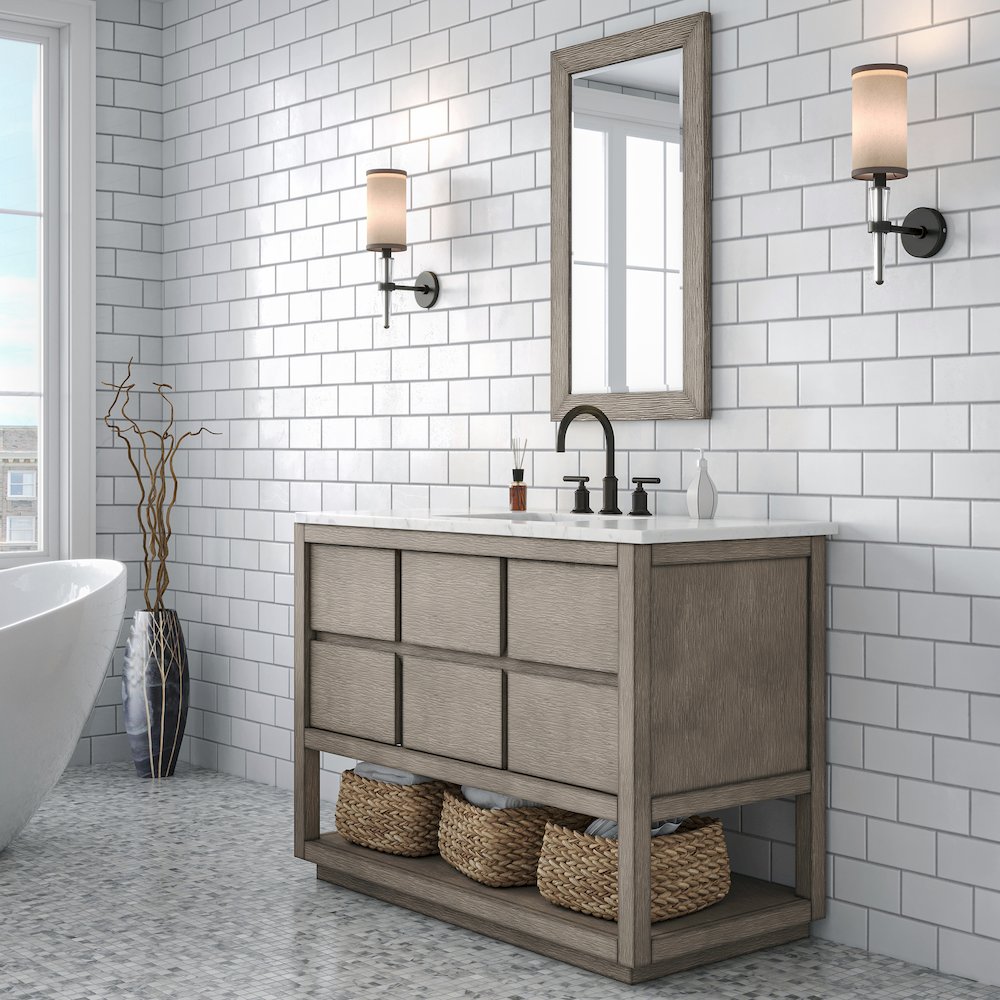 Oakman 48 In. Single Sink Carrara White Marble Countertop Bath Vanity. Picture 3