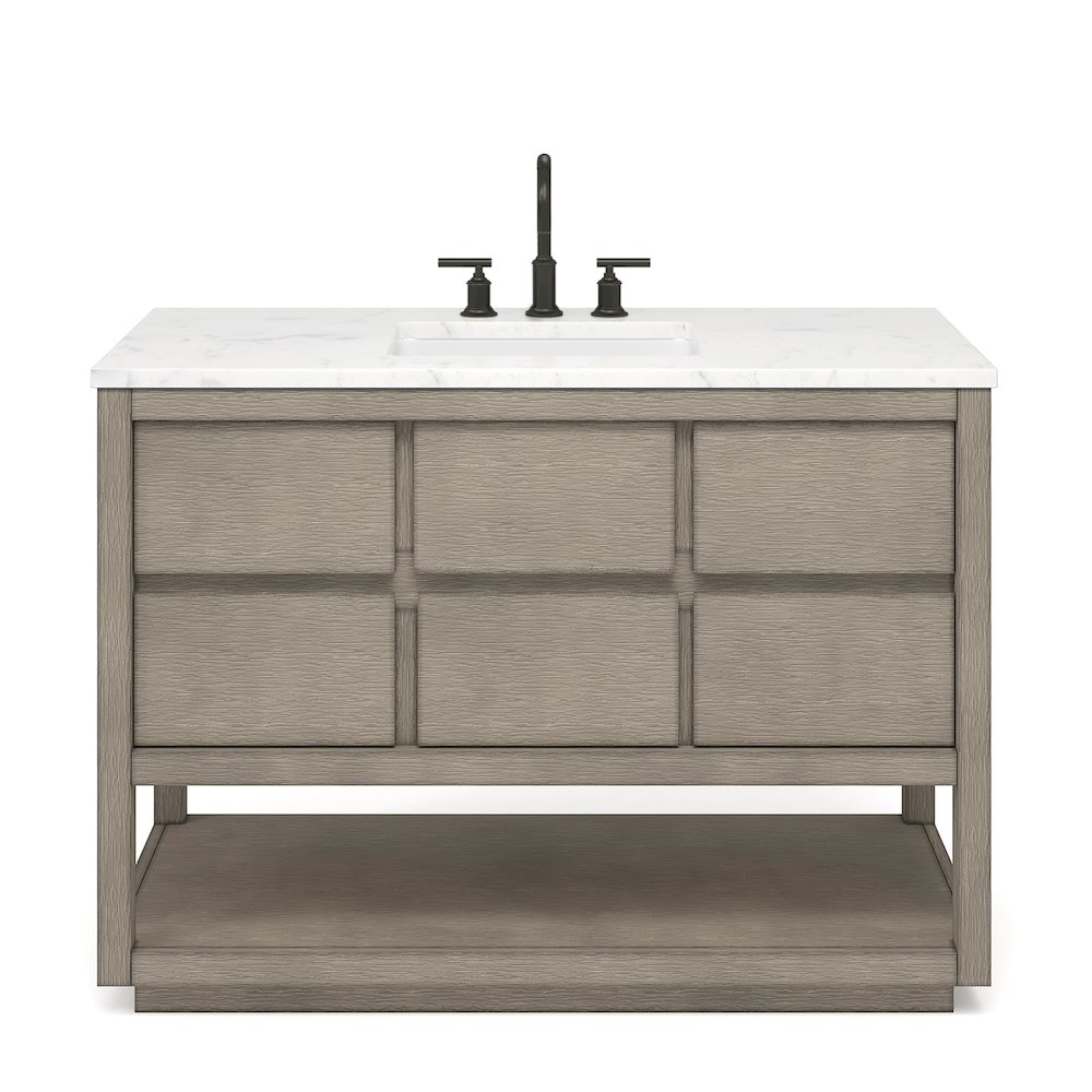 Oakman 48 In. Single Sink Carrara White Marble Countertop Bath Vanity. Picture 1