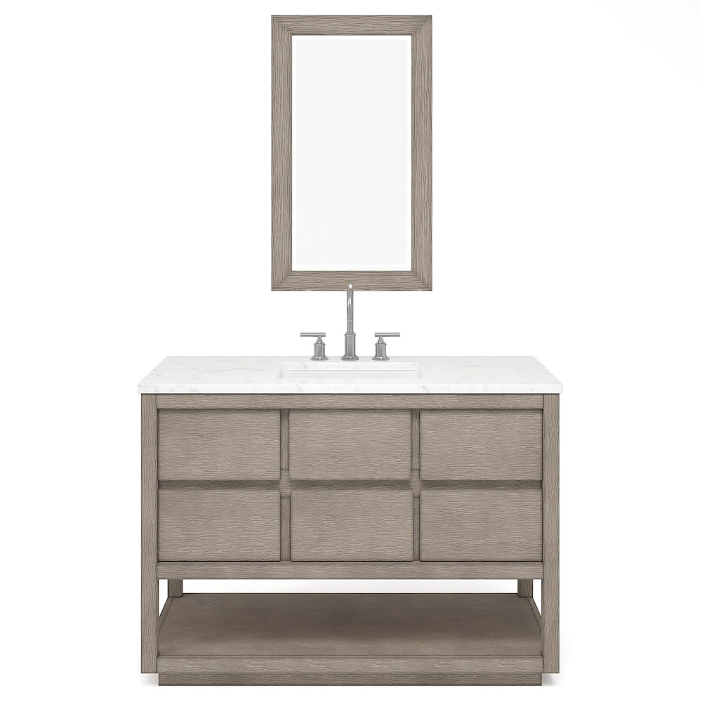 Oakman 48 In. Single Sink Carrara White Marble Countertop Bath Vanity. Picture 1