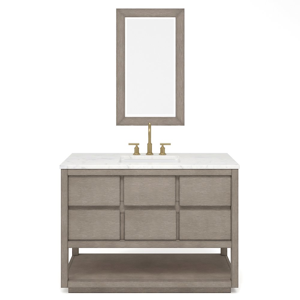 Oakman 48 In. Single Sink Carrara White Marble Countertop Bath Vanity. Picture 1