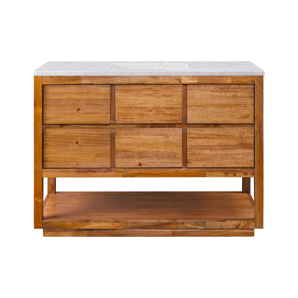 Oakman 48 In. Single Sink Carrara White Marble Countertop Bath Vanity. Picture 1