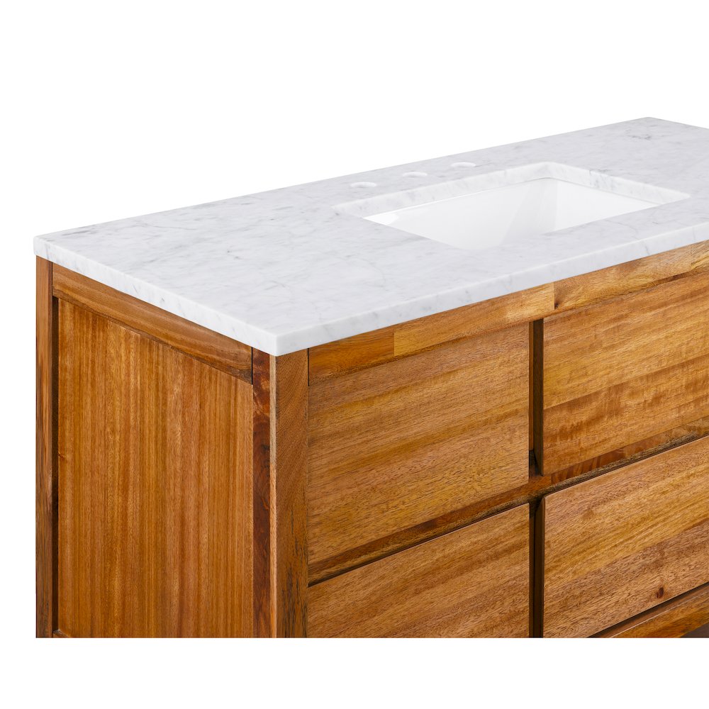 Oakman 48 In. Single Sink Carrara White Marble Countertop Bath Vanity. Picture 8