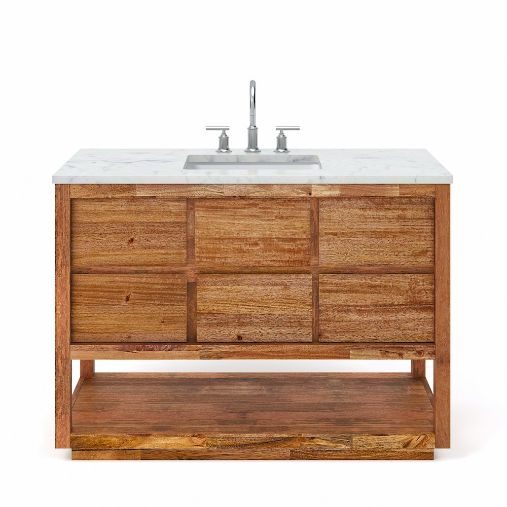 Oakman 48 In. Single Sink Carrara White Marble Countertop Bath Vanity. Picture 1