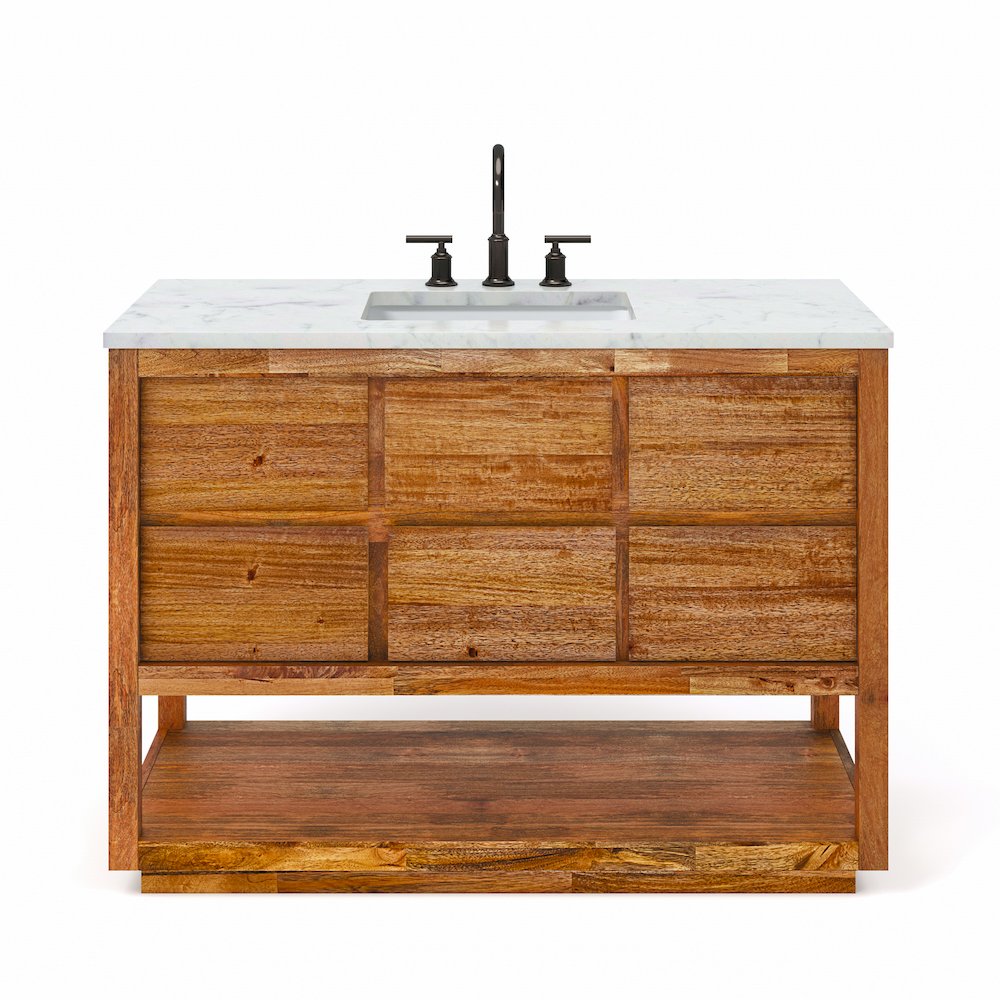 Oakman 48 In. Single Sink Carrara White Marble Countertop Bath Vanity. Picture 1