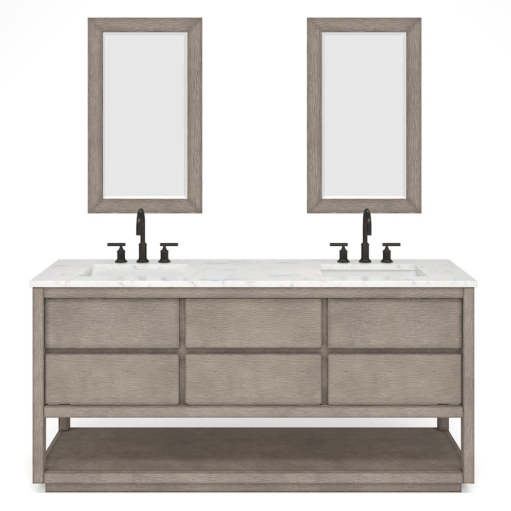 Oakman 72 In. Double Sink Carrara White Marble Countertop Bath Vanity. Picture 1