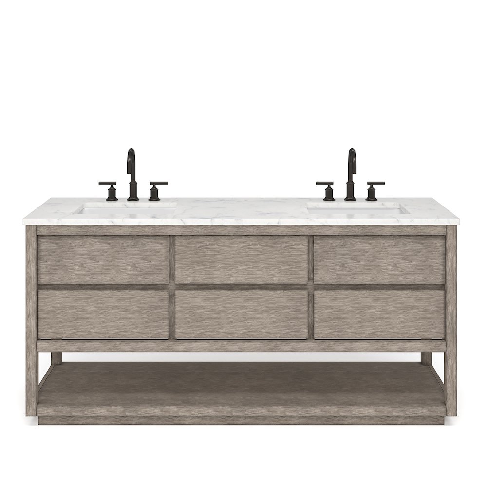 Oakman 72 In. Double Sink Carrara White Marble Countertop Bath Vanity. Picture 1