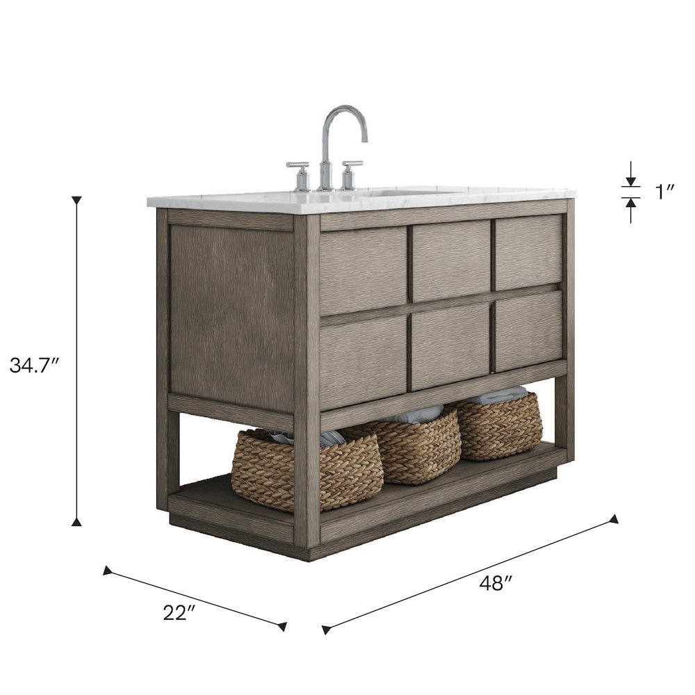 Oakman 48 In. Single Sink Carrara White Marble Countertop Bath Vanity. Picture 11