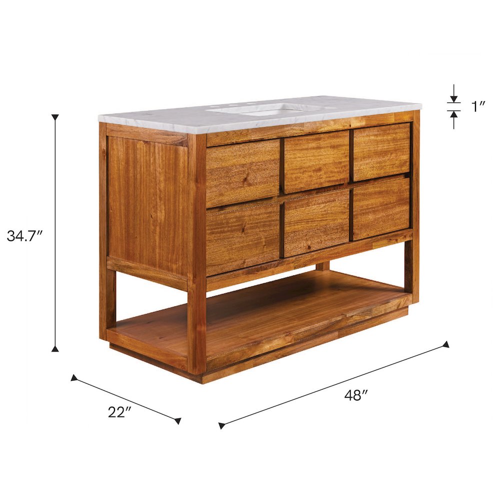 Oakman 48 In. Single Sink Carrara White Marble Countertop Bath Vanity. Picture 13