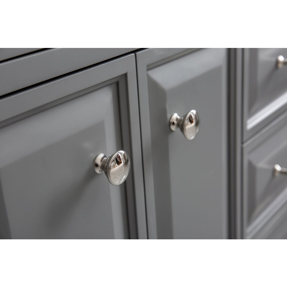 Palace 60 In. Double Sink Carrara Quartz Countertop Bath Vanity in Cashmere Grey. Picture 8
