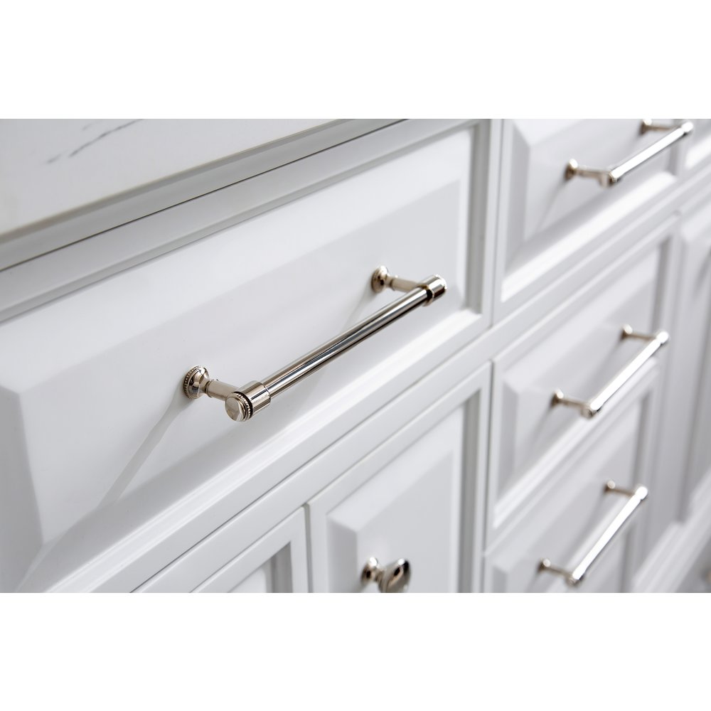 Palace 60 In. Double Sink Carrara Quartz Countertop Bath Vanity in Pure White. Picture 7
