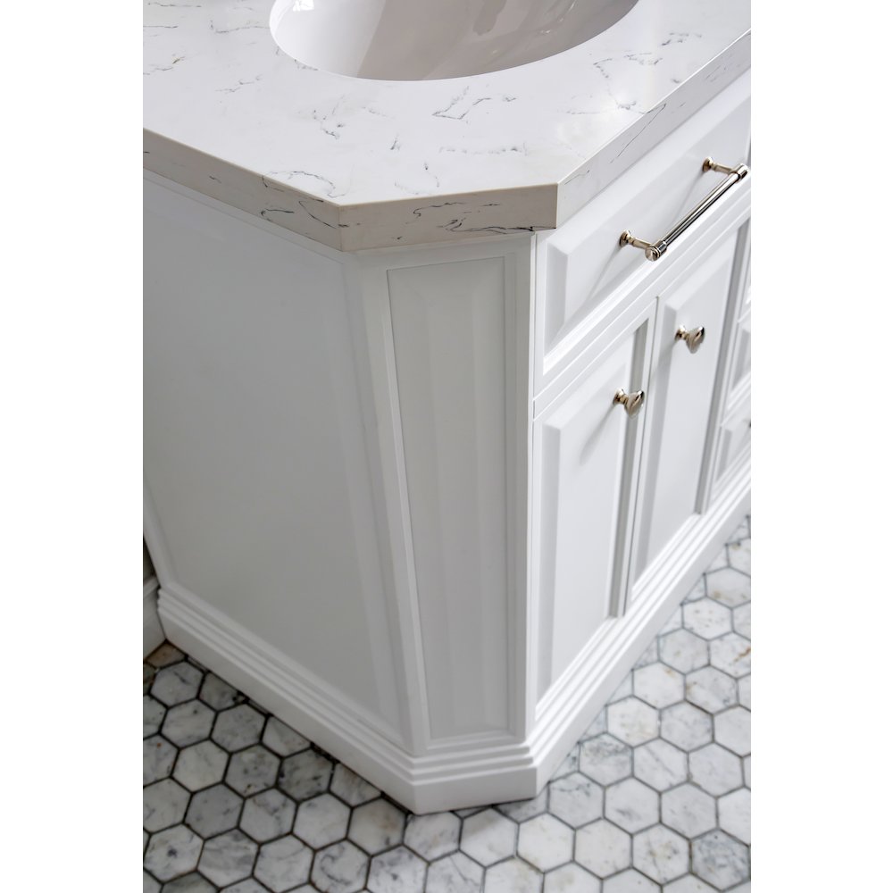 Palace 60 In. Double Sink Carrara Quartz Countertop Bath Vanity in Pure White. Picture 9