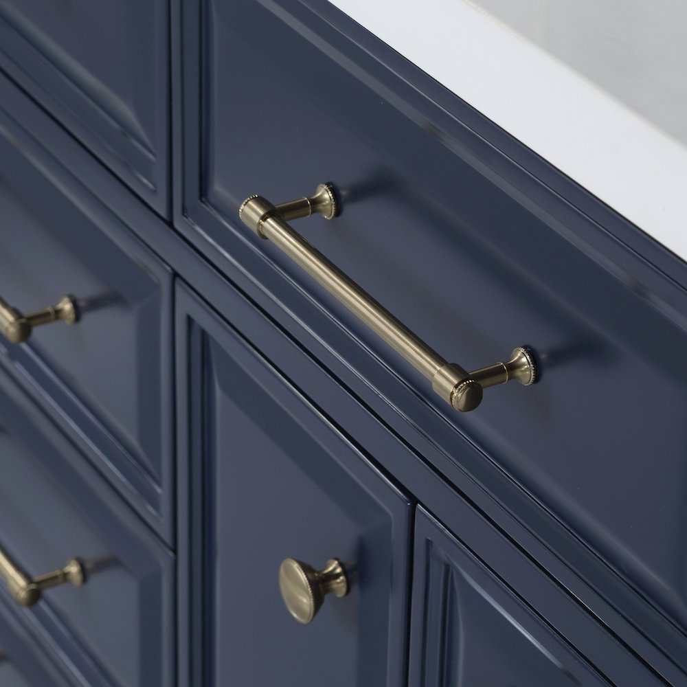 Palace 60 In. Double Sink Carrara Quartz Countertop Bath Vanity in Monarch Blue. Picture 7