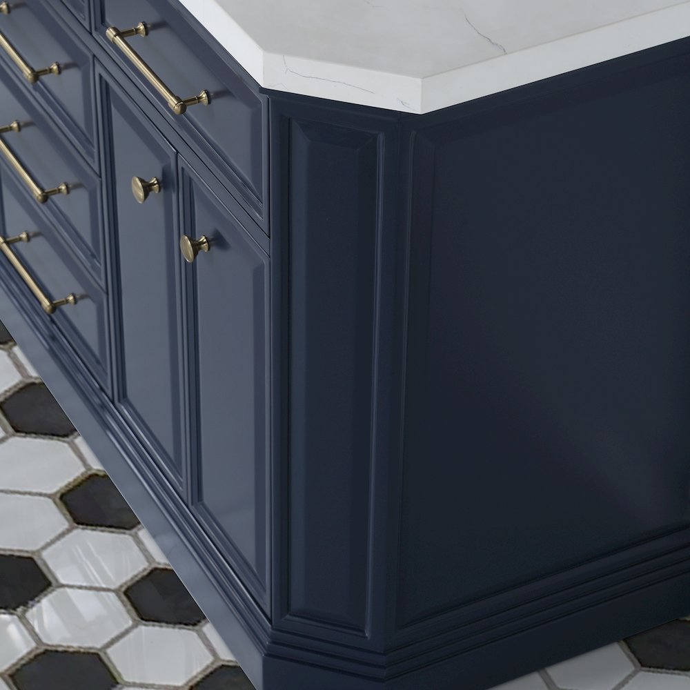 Palace 60 In. Double Sink Carrara Quartz Countertop Bath Vanity in Monarch Blue. Picture 9
