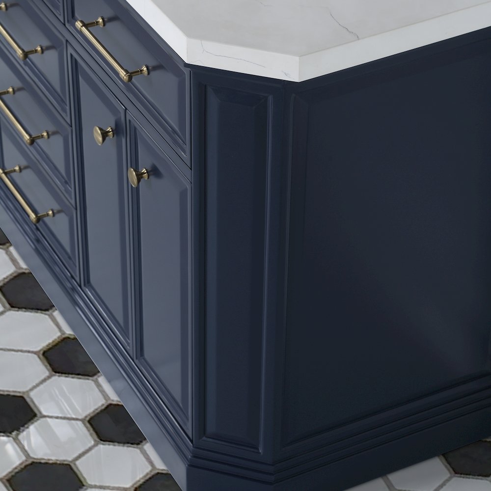 Palace 60 In. Double Sink Carrara Quartz Countertop Bath Vanity in Monarch Blue. Picture 21
