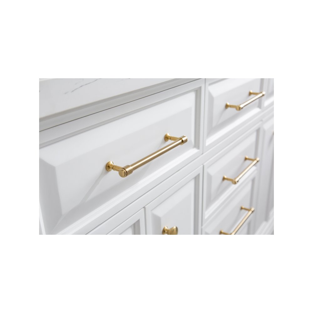 Palace 60 In. Double Sink Carrara Quartz Countertop Bath Vanity in Pure White. Picture 7
