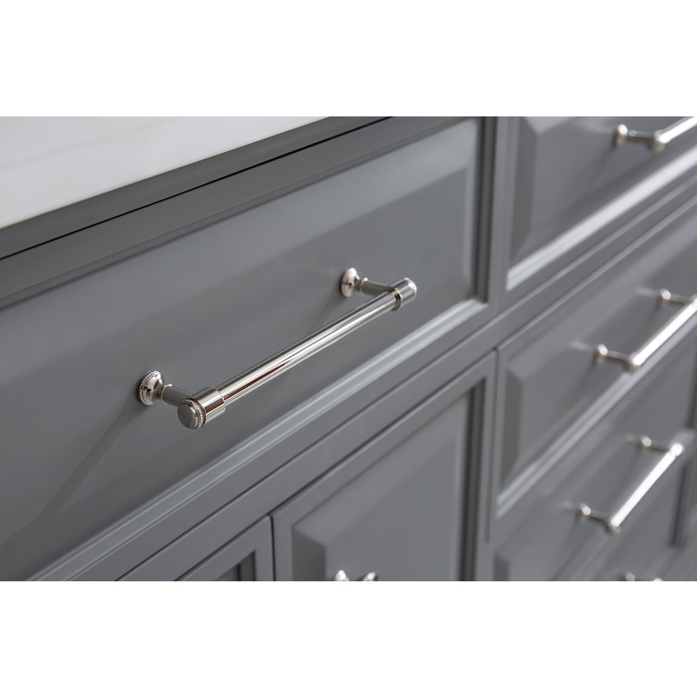 Palace 72 In. Double Sink Carrara Quartz Countertop Bath Vanity in Cashmere Grey. Picture 7