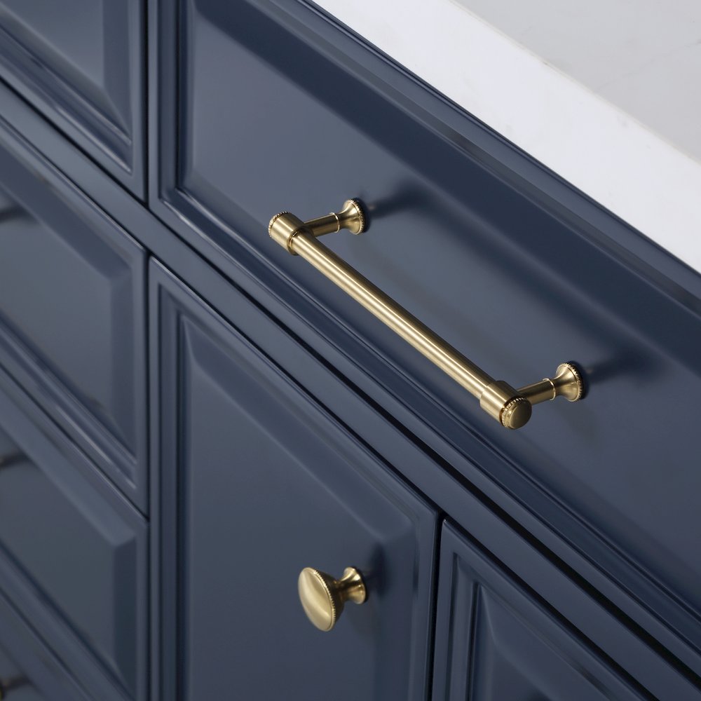 Palace 72 In. Double Sink Carrara Quartz Countertop Bath Vanity in Monarch Blue. Picture 7