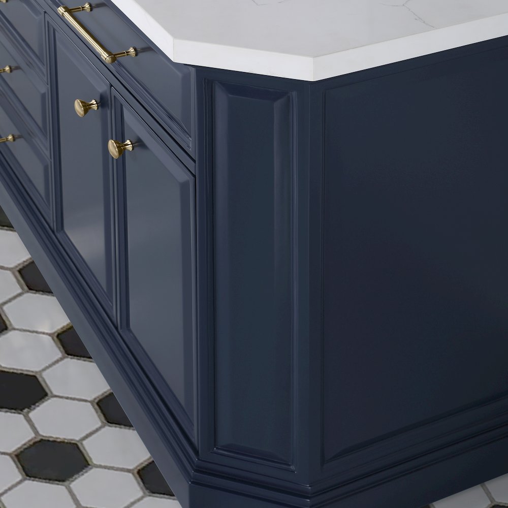 Palace 72 In. Double Sink Carrara Quartz Countertop Bath Vanity in Monarch Blue. Picture 9