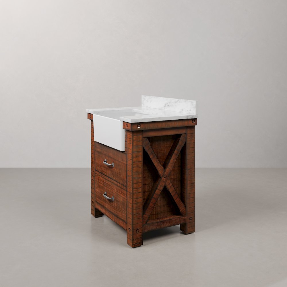 Paisley 30 In. Single Sink Carrara White Marble Countertop Bath Vanity. Picture 4