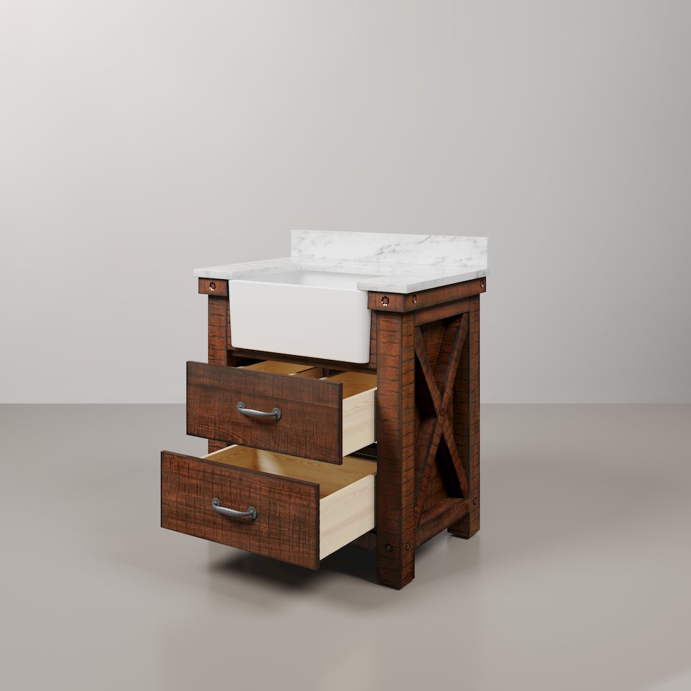 Paisley 30 In. Single Sink Carrara White Marble Countertop Bath Vanity. Picture 5