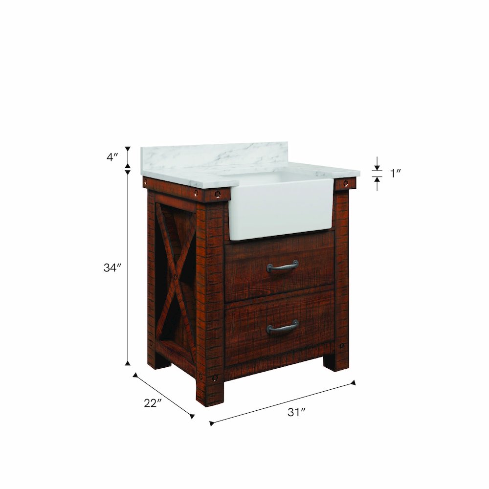Paisley 30 In. Single Sink Carrara White Marble Countertop Bath Vanity. Picture 10
