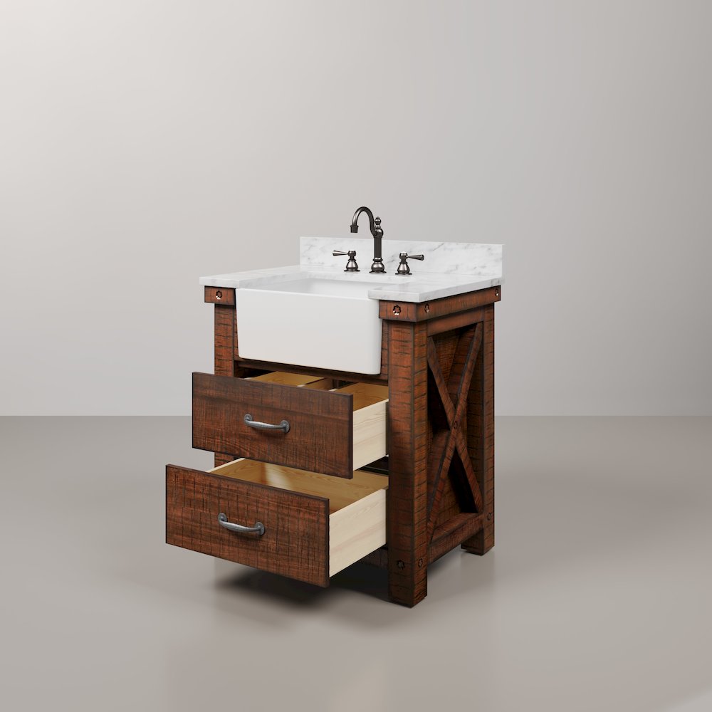 Paisley 30 In. Single Sink Carrara White Marble Countertop Bath Vanity. Picture 5