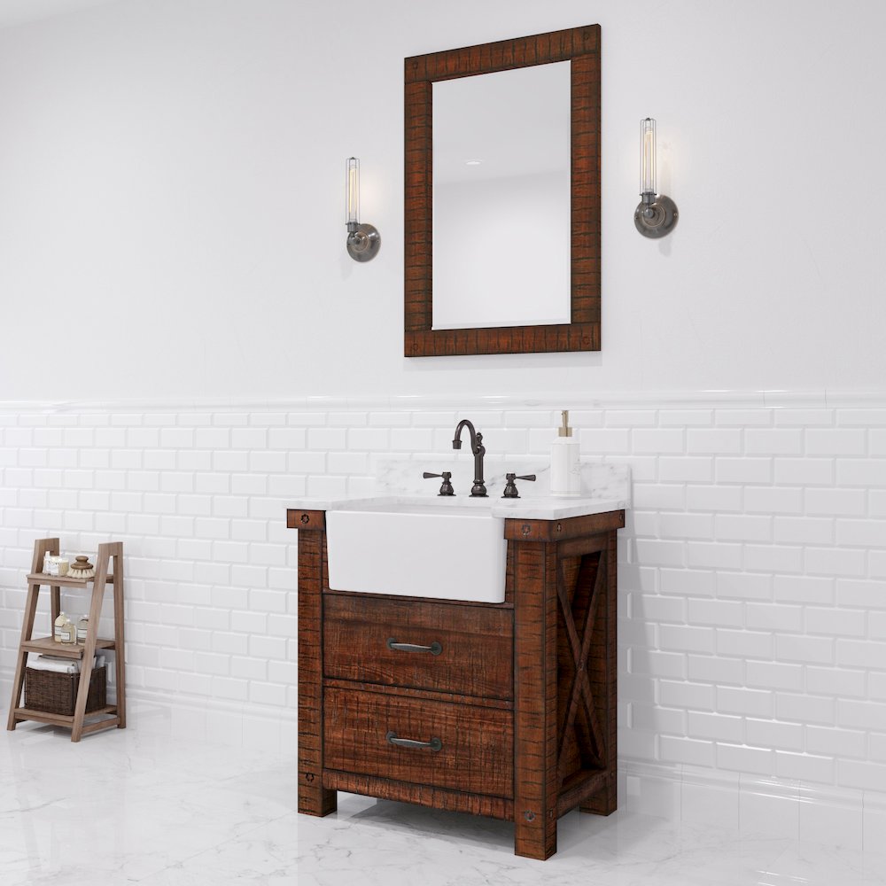 Paisley 30 In. Single Sink Carrara White Marble Countertop Bath Vanity. Picture 2