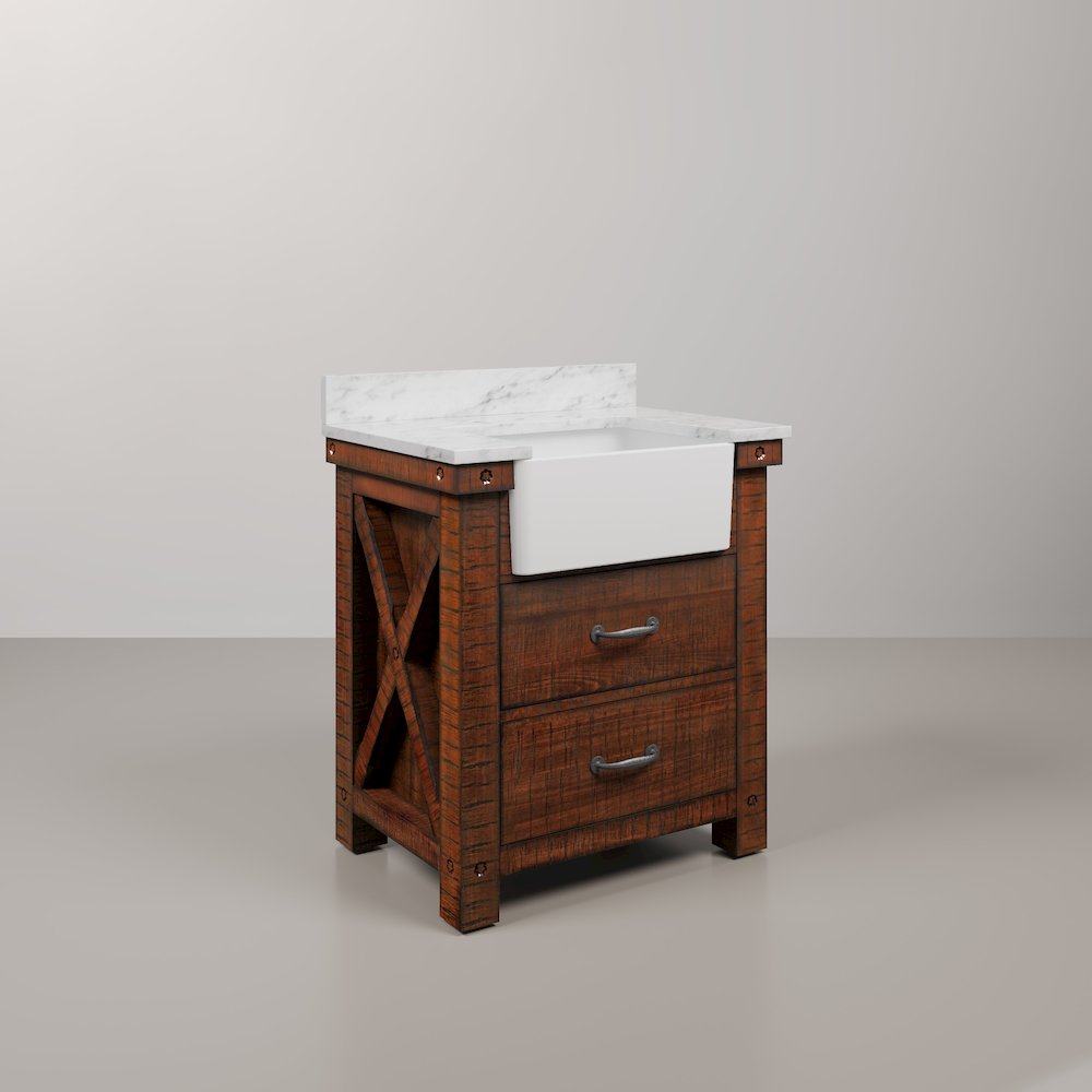 Paisley 30 In. Single Sink Carrara White Marble Countertop Bath Vanity. Picture 3