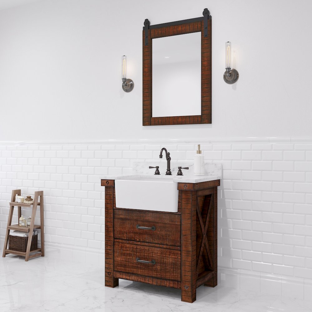 Paisley 30 In. Single Sink Carrara White Marble Countertop Bath Vanity. Picture 2