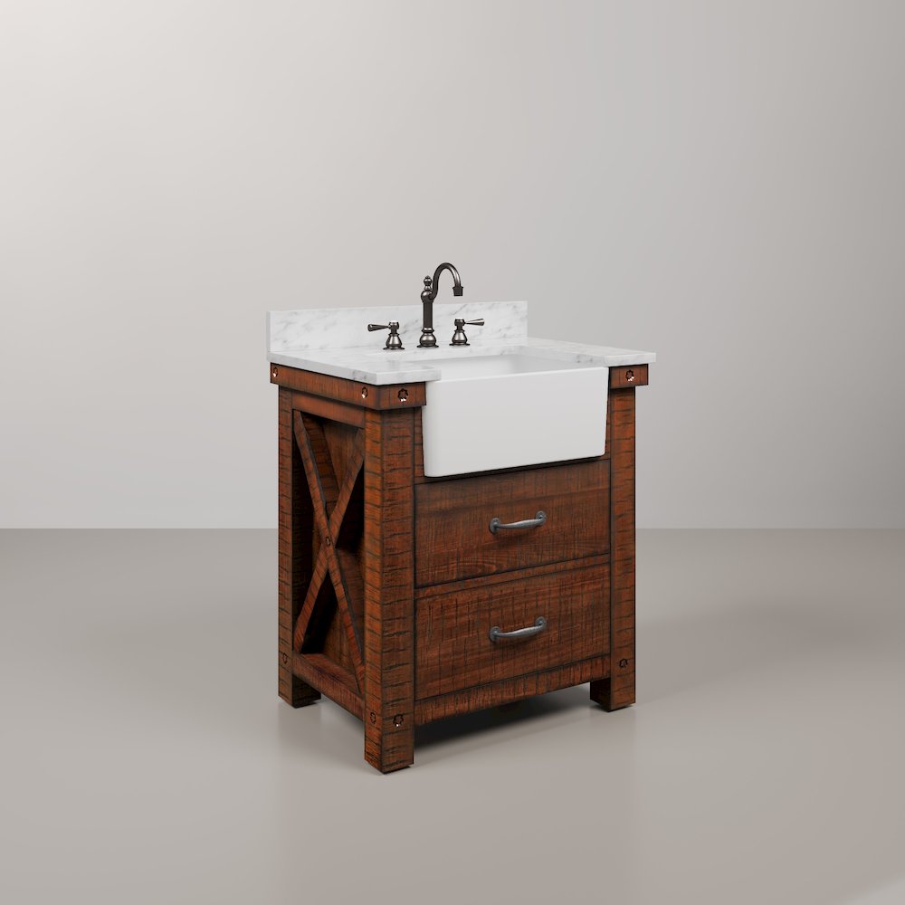 Paisley 30 In. Single Sink Carrara White Marble Countertop Bath Vanity. Picture 3