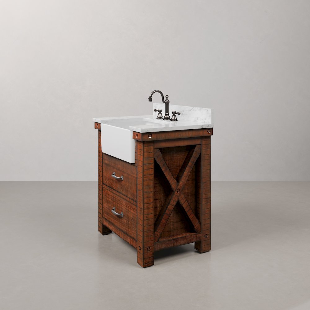 Paisley 30 In. Single Sink Carrara White Marble Countertop Bath Vanity. Picture 4