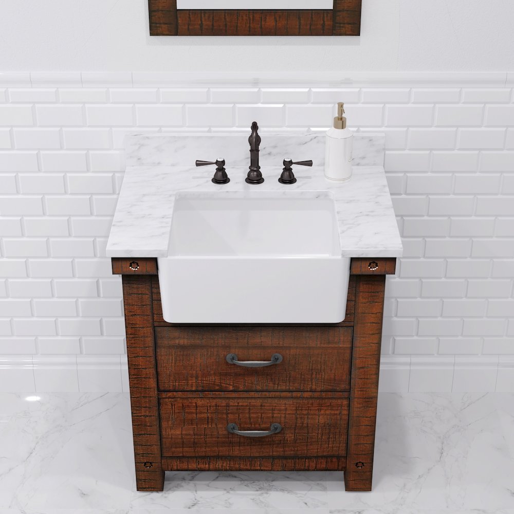 Paisley 30 In. Single Sink Carrara White Marble Countertop Bath Vanity. Picture 9