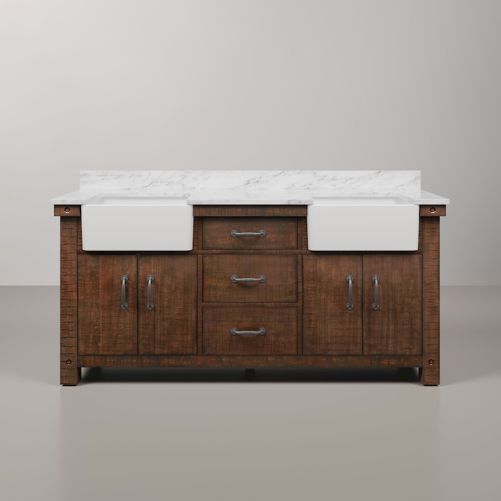 Paisley 72 In. Double Sink Carrara White Marble Countertop Bath Vanity. Picture 1